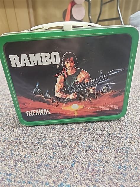 Vintage Thermos 1985 Rambo Metal Lunch Box Sylvester 